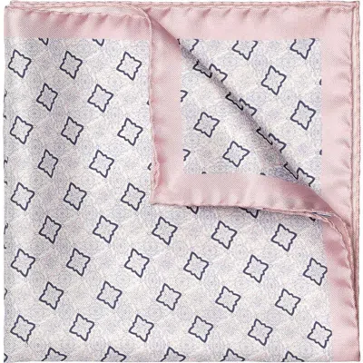 Eton Geometric Medallion Print Silk Pocket Square In Medium Pink