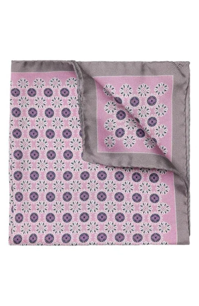 Eton Geometric Medallion Print Silk Pocket Square In Medium Pink