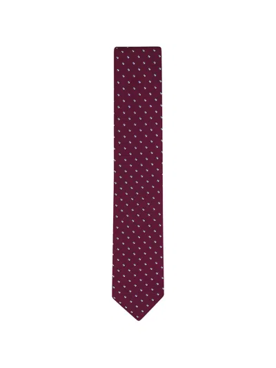 Eton Geometric-pattern Silk Tie In Burgundy