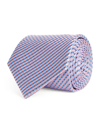 Eton Geometric Pattern Tie In Pink