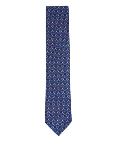 Eton Geometric-patterned Tie In Blue
