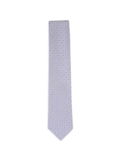 Eton Geometric Patterned Tie In Gray