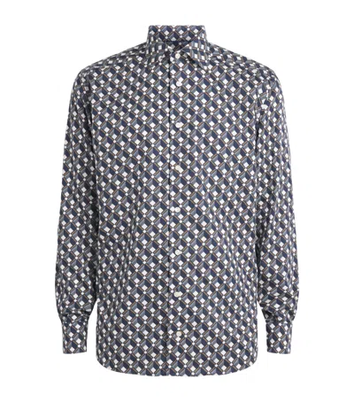 Eton Geometric Print Shirt In Blue