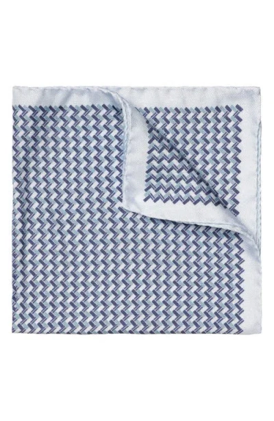 Eton Geometric Print Silk Pocket Square In Pastel Blue