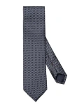 Eton Geometric Print Silk Tie In Dark Blue