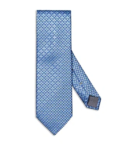 Eton Geometric Print Silk Tie In Light Blue