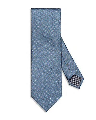Eton Geometric Print Silk Tie In Medium Blue