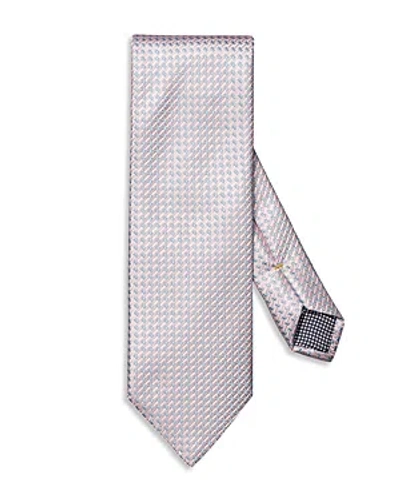 Eton Geometric Print Silk Tie In Medium Pink