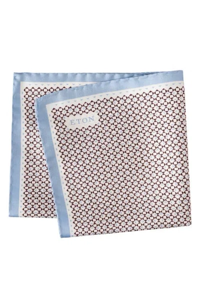 Eton Geometric Print Silk Twill Pocket Square In Gray