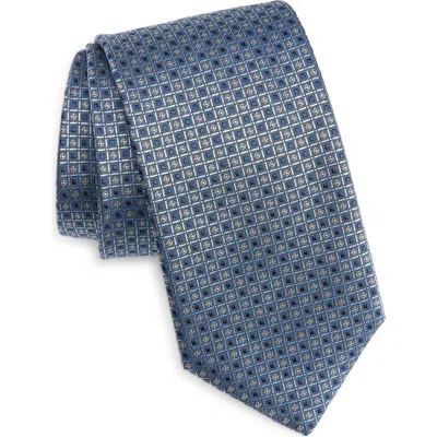 Eton Geometric Silk Jacquard Tie In Blue