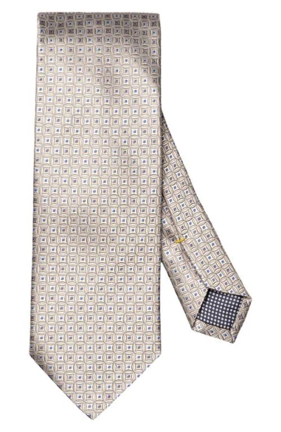 Eton Geometrical Silk Classic Tie In Gray