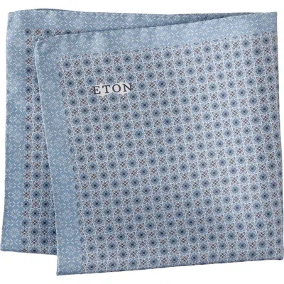 Eton Geometric Silk Pocket Square In Blue