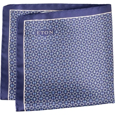 Eton Geometric Silk Pocket Square In Blue