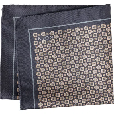 Eton Geometric Silk Pocket Square In Blue
