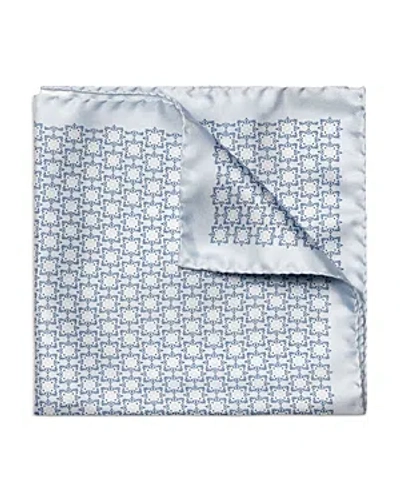 Eton Geometric Silk Pocket Square In Light Pastel Blue