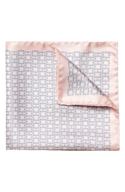 Eton Geometric Silk Pocket Square In Medium Pink