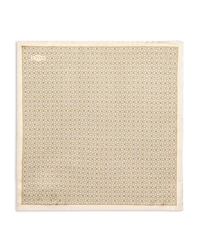 Eton Geometric Silk Pocket Square In Brown