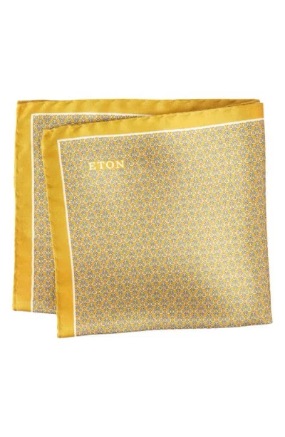 Eton Geometric Silk Pocket Square In Yellow