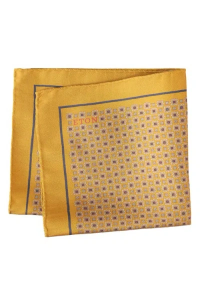 Eton Geometric Silk Pocket Square In Yellow