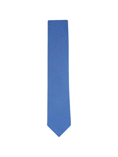 Eton Geometric Silk Tie In Blue