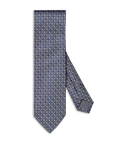 Eton Geometric Silk Tie In Gray
