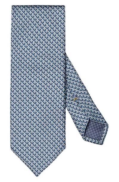 Eton Geometric Silk Tie In Medium Blue