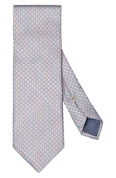 Eton Geometric Silk Tie In Medium Pink