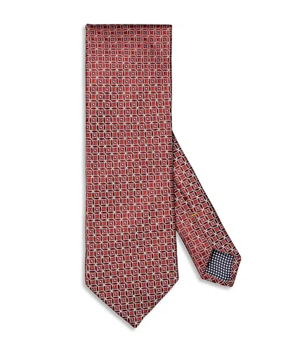 Eton Geometric Silk Tie In Medium Red