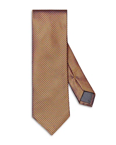 Eton Geometric Silk Tie In Orange