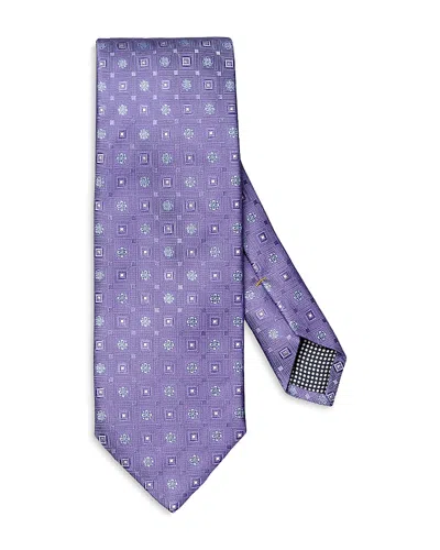 Eton Geometric Silk Tie In Purple