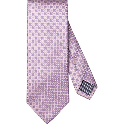 Eton Geometric Silk Tie In Purple