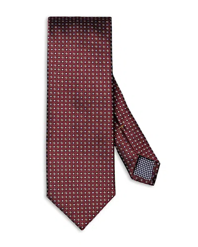 Eton Geometric Silk Tie In Brown