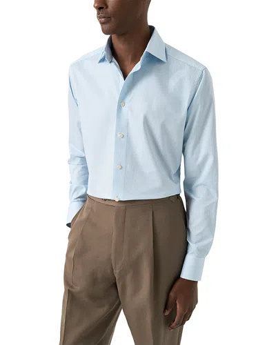 Eton Geometric Twill Dress Shirt In Blue