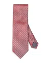 Eton Geometric Woven Silk Classic Tie In Meduim Red