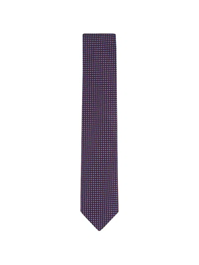 Eton Geometric-pattern Silk Tie In Blue