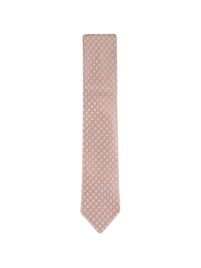 Eton Geometric-pattern Silk Tie In Pink
