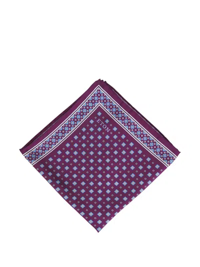 Eton Geometric-print Logo Pocket Square In Red