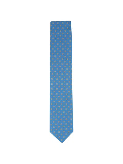 Eton Geometric-print Silk Tie In Blue