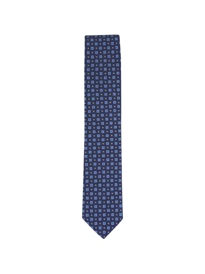 Eton Geometric-print Silk Tie In Blue