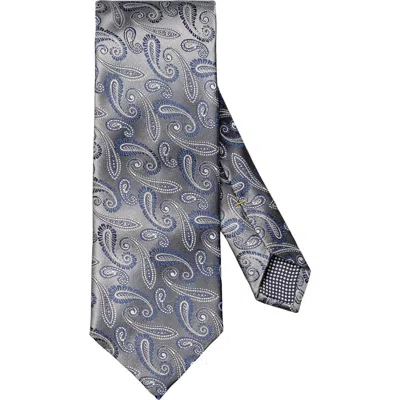 Eton Grey Paisley Silk Jacquard Tie In Gray