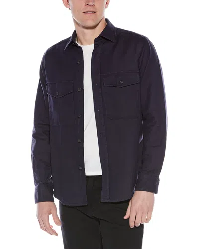 Eton Heavy Knit Dobby Overshirt In Blue