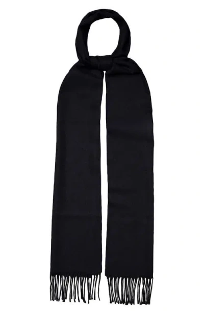 Eton Herringbone Merino Wool Scarf In Black