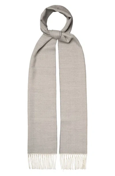 Eton Herringbone Merino Wool Scarf In Gray