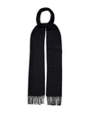 Eton Herringbone Merino Wool Scarf In Black
