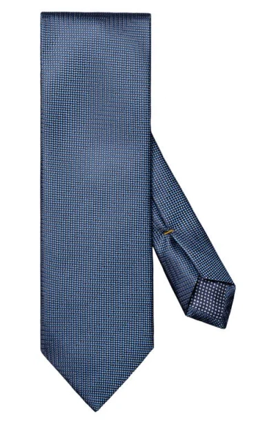 Eton Herringbone Microdot Silk Tie In Dark Blue