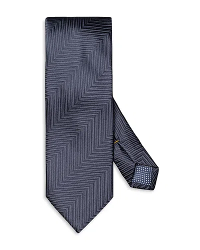 Eton Herringbone Silk Tie In Blue