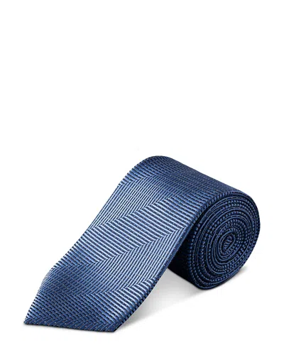 Eton Herringbone Woven Silk Tie In Blue