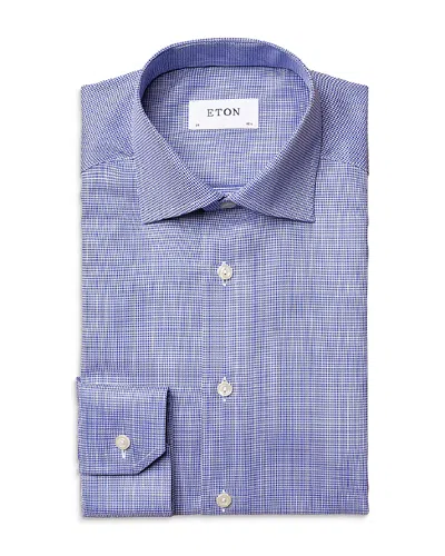 Eton Houndstooth Contemporary Fit Dress Shirt In Blue