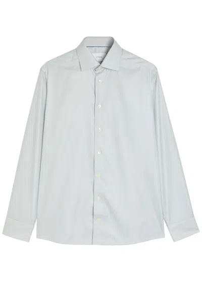 Eton Houndstooth Cotton-twill Shirt In Green