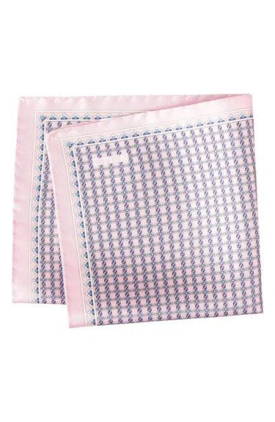 Eton Interlock Print Silk Twill Pocket Square In Pink
